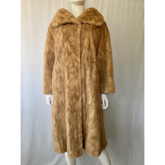 Rosen-Engelson Saint Paul Women Mink Fur Long Coat Brown Size L